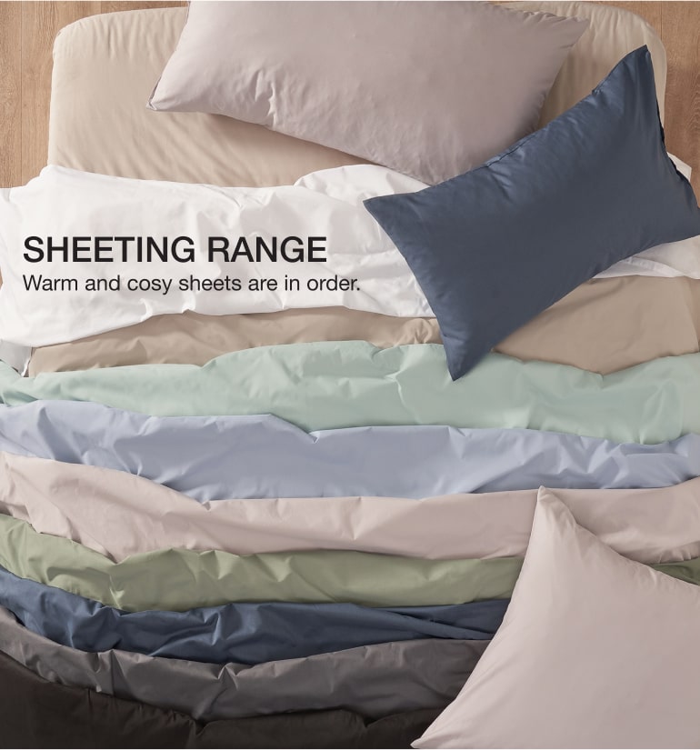 Shop flat or fitted sheets across various thread counts for your comfort.
