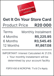 mr price money installment widget, buy evie chaise sofa now over 4, 6 or 12 months. Get it on account