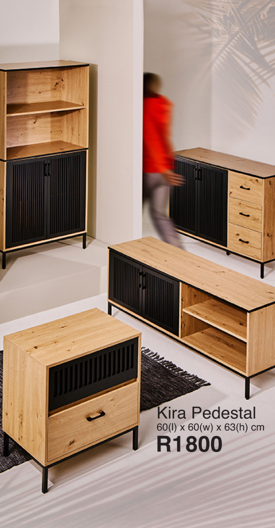 shop the kira furniture range, shop natural wood range across side tables, bookshelves and drawer units