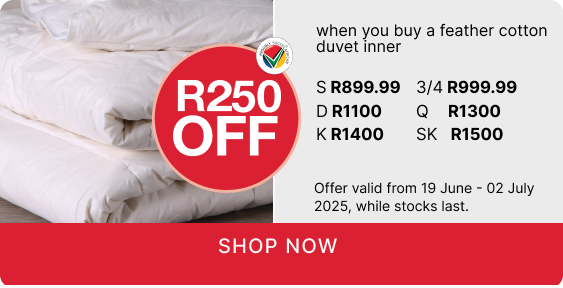 shop feather cotton duvet inner, shop a feather cotton duvet inner promotion, buy a feather cotton duvet inner and save R250