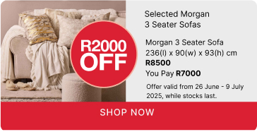 shop morgan sofas, shop a morgan 3 seater sofa promotion, buy morgan 3 seater sofa and save R2000