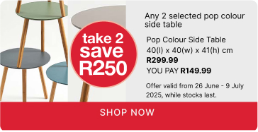 shop side tables, shop a side table promotion, buy two pop colour side tables and save R250