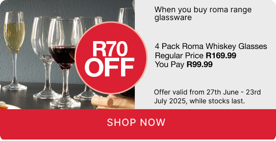 shop roma glasses, shop a roma glasses promotion, buy a roma glass and save R70