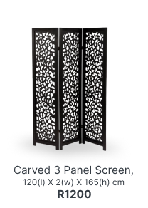 shop carved 3 panel screen, shop shelves and room dividers