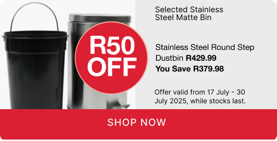 shop stainless steel bins, shop a stainless steel bin promotion, buy a stainless steel bin and save R50