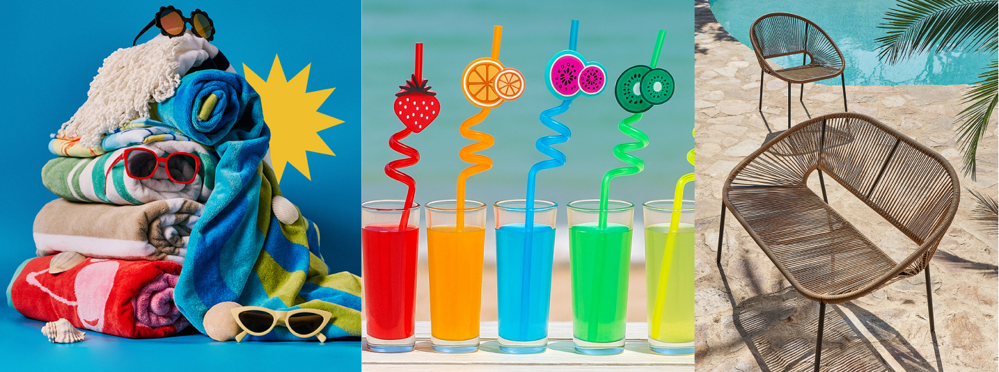 shop get summer ready with summer essentials such as beach towels and an outdoor dining range