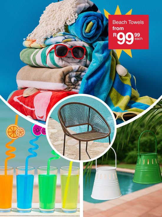 shop get summer ready with summer essentials such as beach towels and an outdoor dining range