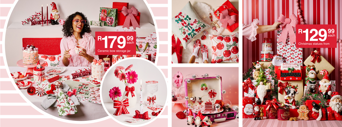 shop christmas collection merry cherry, this is a bright red and traditional christmas themed setting