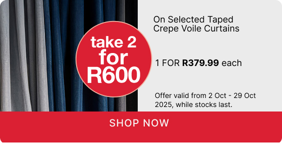 shop mr price homes taped curtains, curtains promotion, take 2 curtains for R600