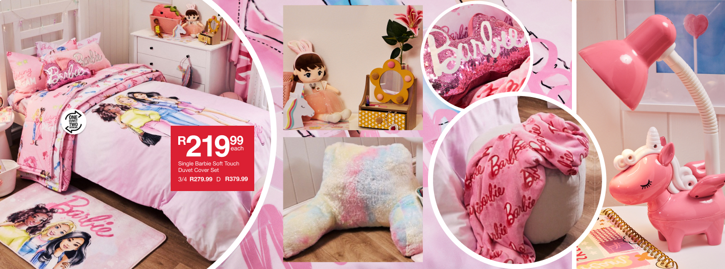shop living the dream, a barbie collection for your little princess, shop bright pink bedroom decor and toys for your kids