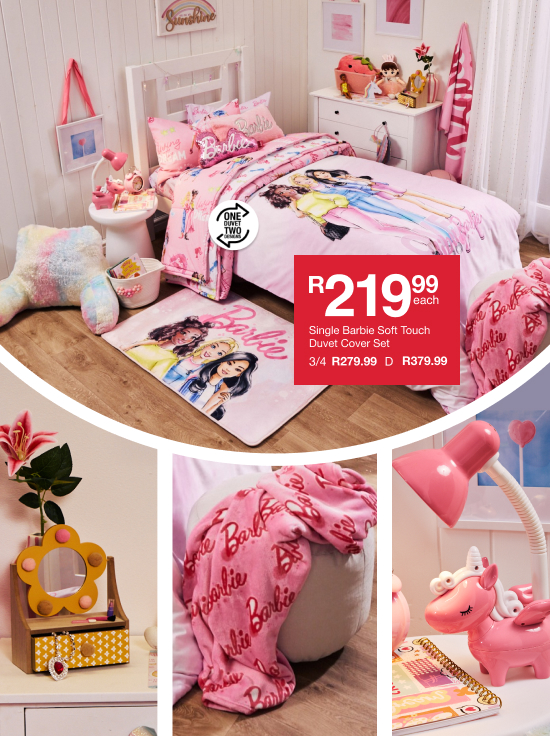 shop living the dream, a barbie collection for your little princess, shop bright pink bedroom decor and toys for your kids