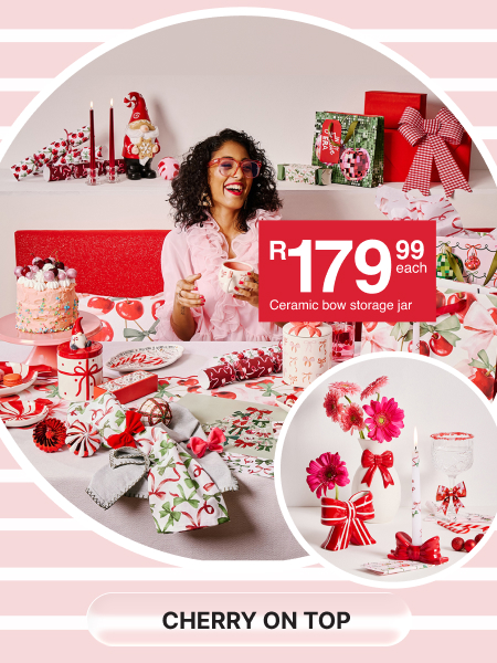 shop christmas collection merry cherry, this is a bright red and traditional christmas themed setting