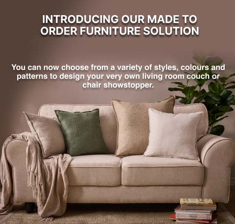 Design your own couch or chair, choose between a single seater chair, a 2 or 3 seater couch or a corner unit and change the fabric and the colour to your specifications.