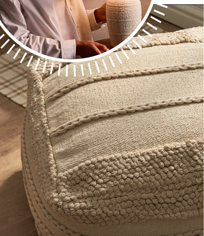 shop ottomans and cubes, shop all ottomans and pouffes across various styles and patterns offered at mr Price home