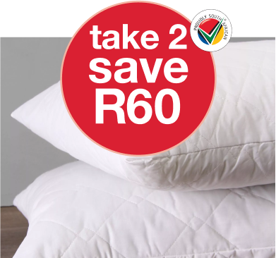 save R60 When you buy any 2 standard ball fibre pillows