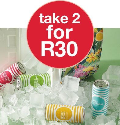 buy any 2 still or sparkling waters and save R30, water promo