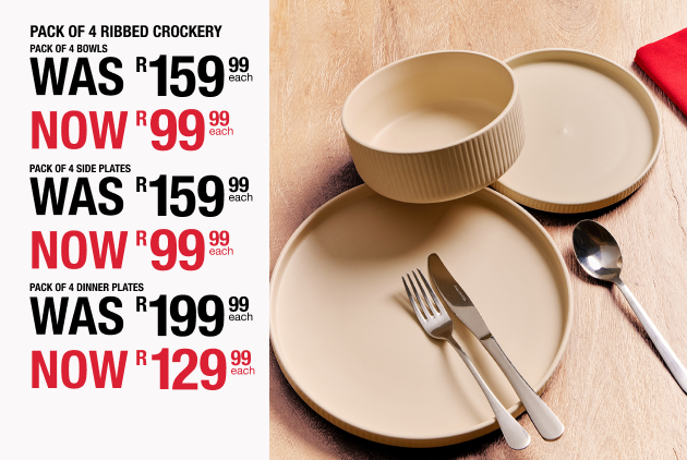 PACK OF 4 RIBBED CROCKERY