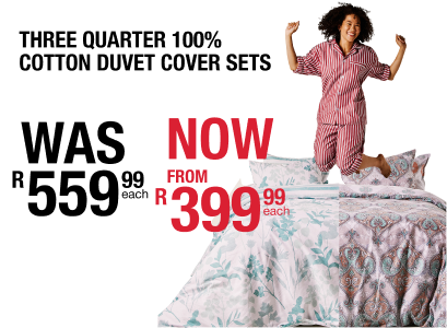 Three quarter 100% cotton duvet cover sets