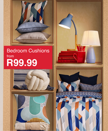 bedroom cushions, bedroom cushions for varsity students, bedroom cushions for university, shop mr price homes bedroom cushions