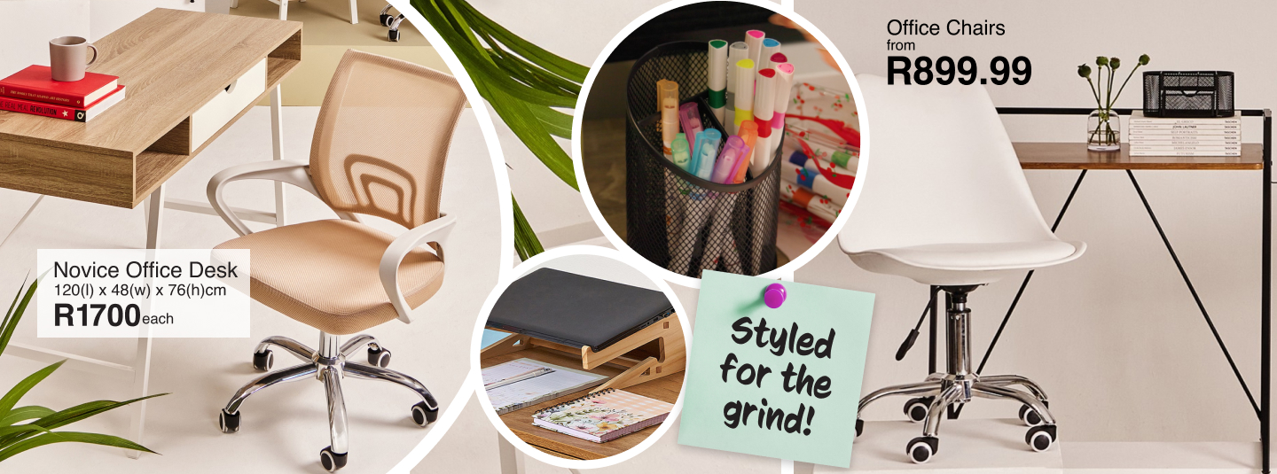 shop the work space edit, shop wooden office deks, office chairs and office stationery all for your at home office