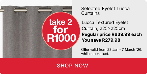 shop eyelet curtains promotion, shop a eyelet style curtain on a discount, take 2 eyelet curtains for r800