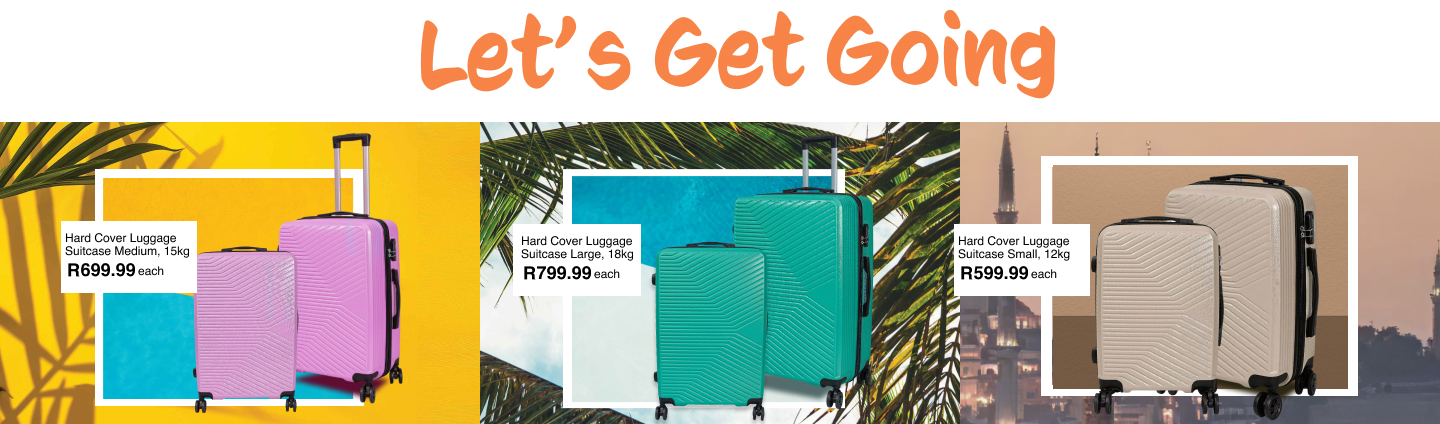 shop lets get going, a travel collection for south africans loking to go on retreat overseas or locally, shop hard case luggage bags, suitcase tags and all your travel essentials to make your flight or car ride as comfortable as possible