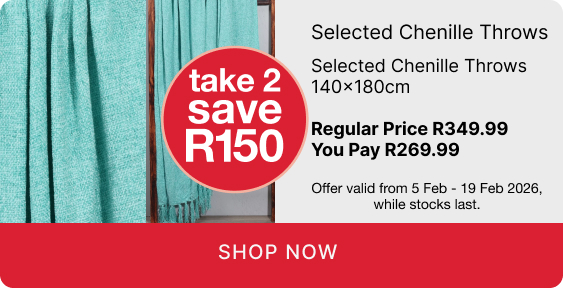 shop throws promotion, shop throws on a discount, shop value for money throws, take 2 throws and save R150