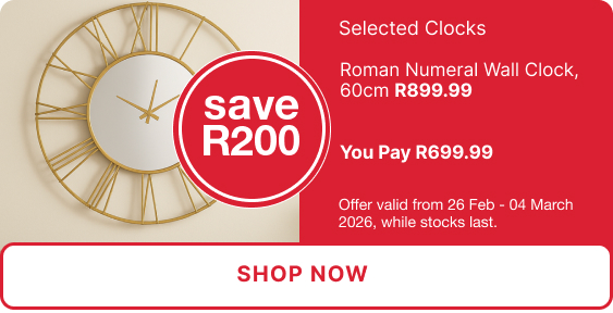 mr price home promotion on selected clocks