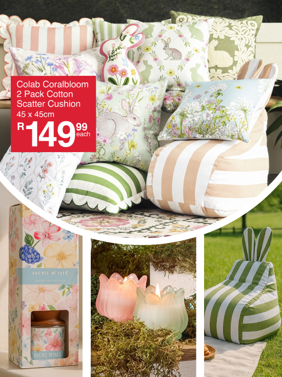 bunnie spetals and pastels as an easter collection for your living room or lounge with easter bunny decorated cushions