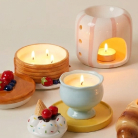 Scented candles and modern candle holders to create a relaxing atmosphere