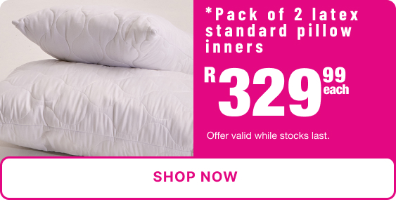 shop pack of 2 latex standard pillow Mr Price Home online