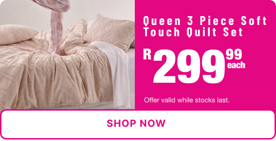 shop queen 3 piece soft touch quilt set Mr Price Home online
