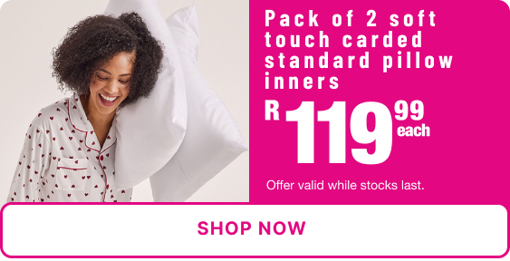 shop pack of 2 soft touch carded standard pillow inners Mr Price Home online