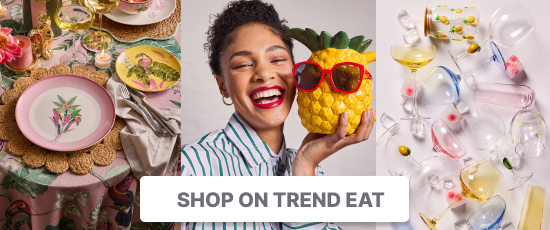 shop on trend eat is a quirky and fruity styled themed collection for dinnerware and wine glass or tumblers. Shop now to impress your guests