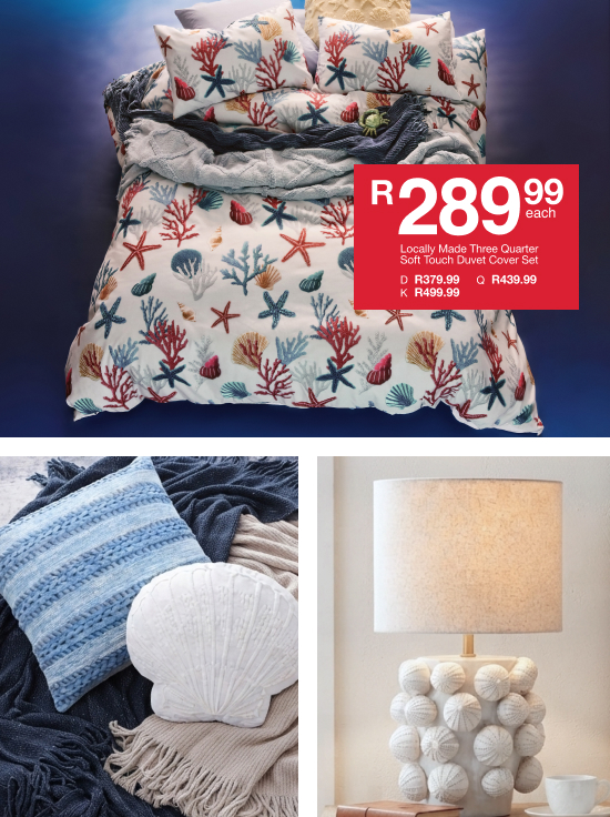 shop ocean escape is a bedroom and coastal cushion colleection created by mr price home online