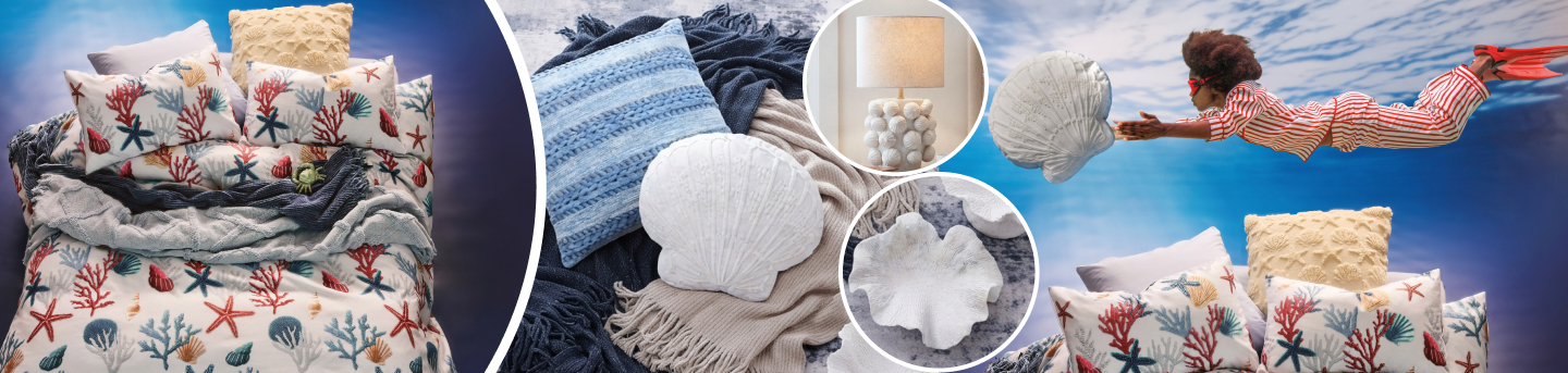 shop ocean escape is a bedroom and coastal cushion colleection created by mr price home online
