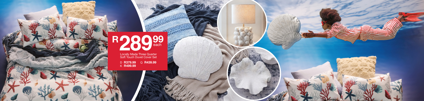 shop ocean escape is a bedroom and coastal cushion colleection created by mr price home online