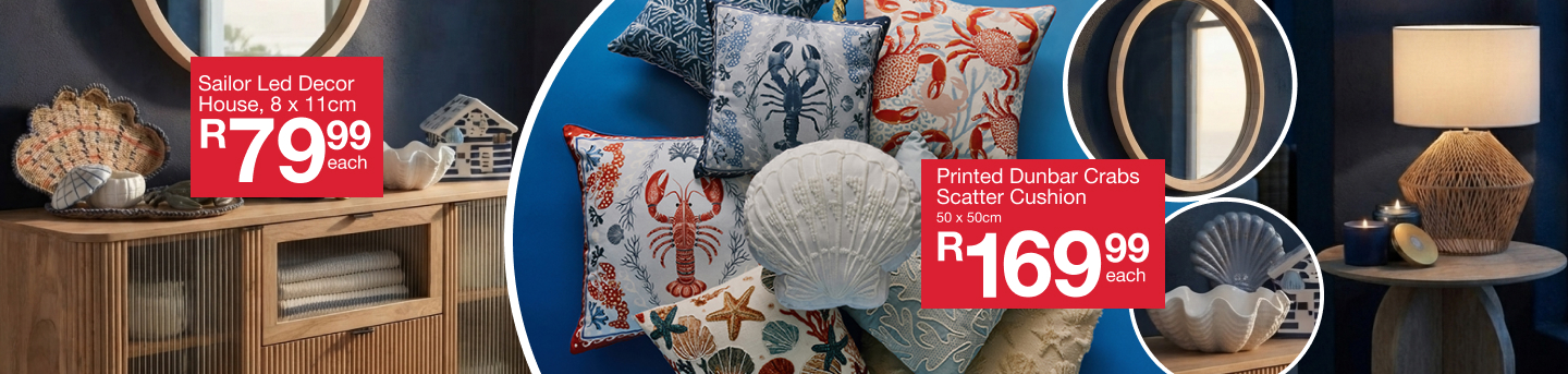 shop go overboard is a coastal bedroom and lounge colleection created by mr price home online