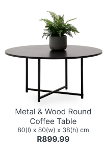 metal & wood round coffee table  for r899, affordable living room coffee tables from r899