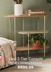 yara 3 tier console for r899, affordable bedroom storage console from r899