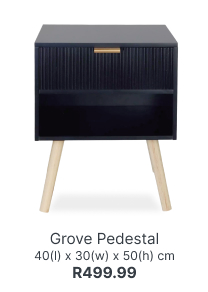grove pedestal for r499, affordable black bed side pedestal from r499