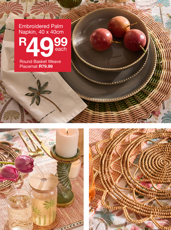 shop tropical gatherings is a floral dining  colleection by mr price home online