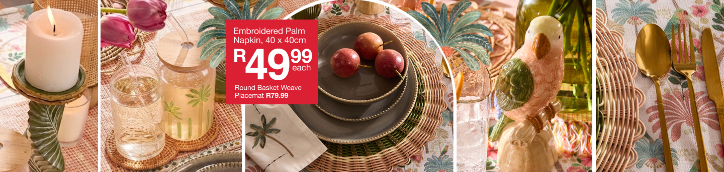 shop tropical gatherings is a floral dining colleection by mr price home online