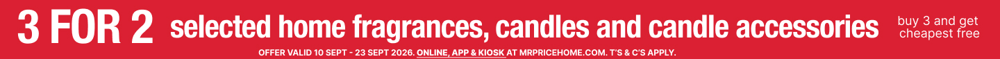 shop 3 for 2 promotion on fragrances, candles and decor accessories by mr price home online