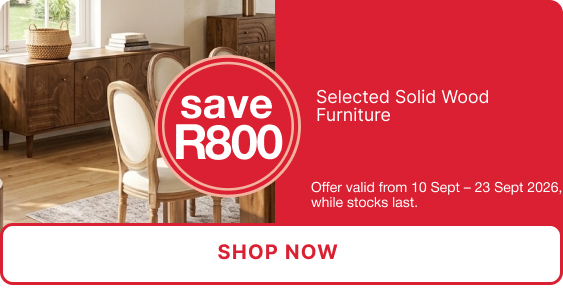 shop a solid wood table or furniture item promotion at mr price home online