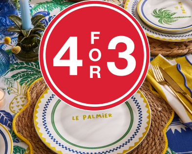 buy 4  dinnerware items and get the cheapest free Mr Price Home Online