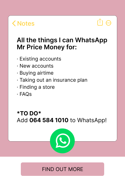 Mr Price Money Whatsapp Number