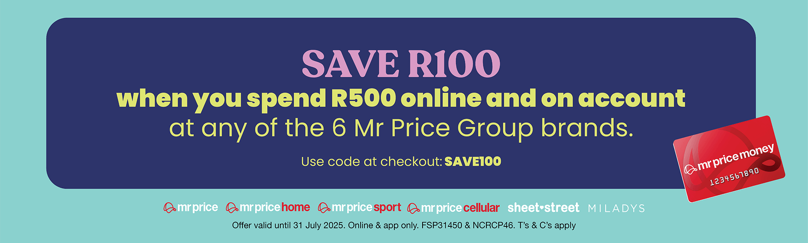 Get R100 off R500 with your Mr Price Money Account