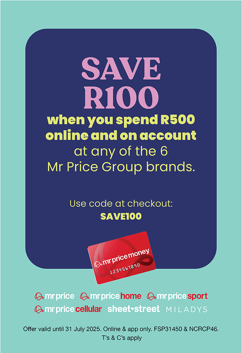 Get R100 off R500 with your Mr Price Money Account